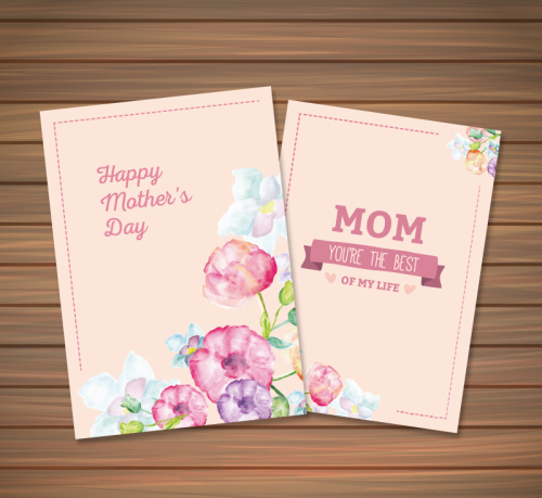 Elegant watercolor flowers for Mother's Day greeting cards vector