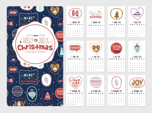 Retro Christmas 2015 calendar vector material