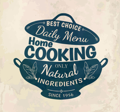 Creative dishes menu design vector material