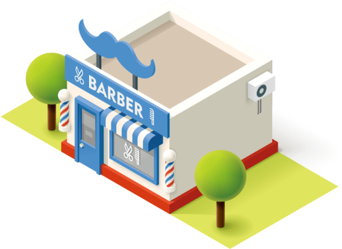 Stereo barber shop design vector material