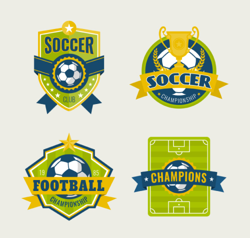 4 Creative football label vector material