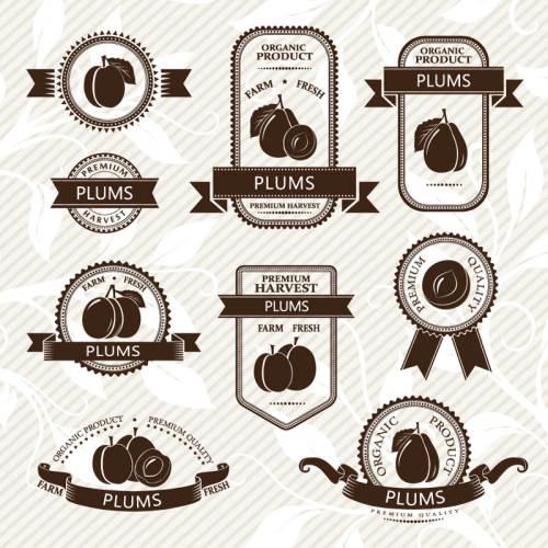 9 creative plum label vector material