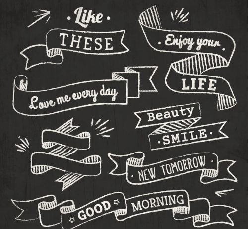 7 of white chalk language banner vector material