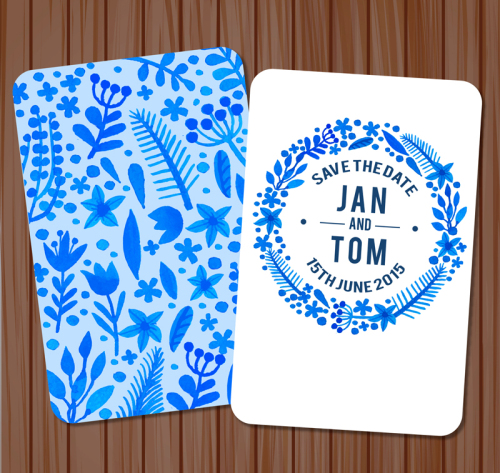 Watercolor Floral Wedding Invitation Card Vector