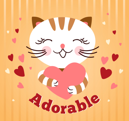 Cartoon cat vector material hold love