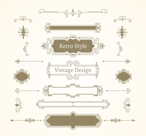17 retro pattern label vector material