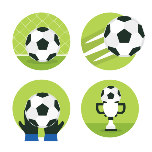 4 black and white football icon vector material