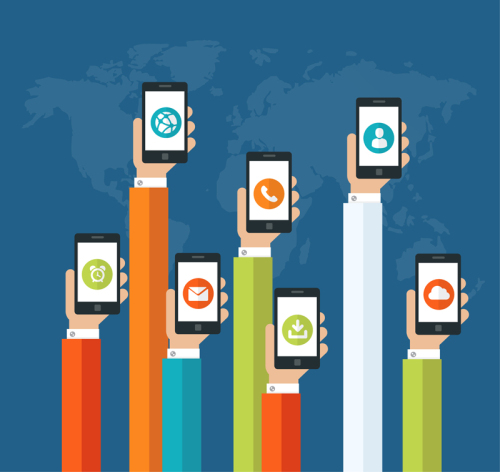 Arm grip handsets crowd vector material