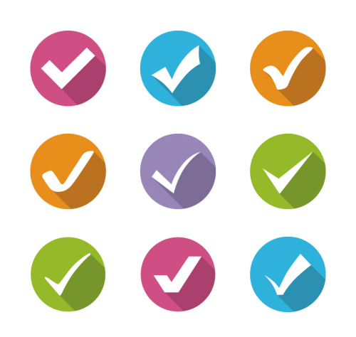 9 color checkmark icon vector