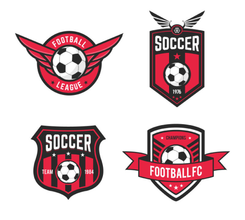 4 red soccer tag vector material