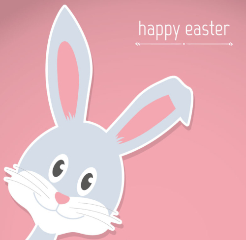 Gray rabbit sticker greeting card vector material