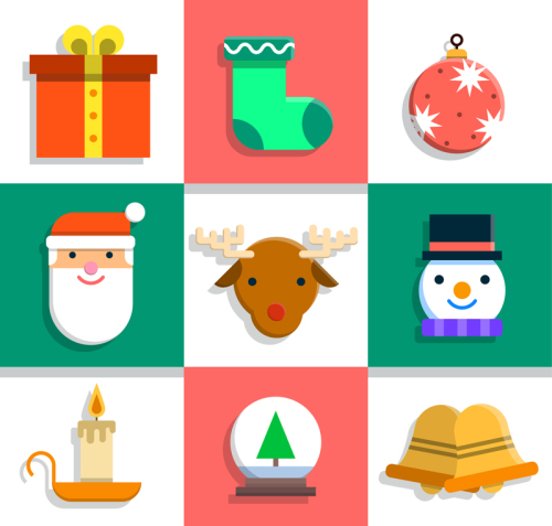 9 cute Christmas stickers Vector