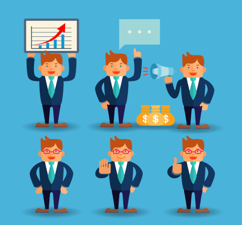 6 Vector cartoon business man