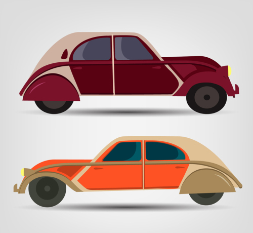 2 retro vehicle design vector material