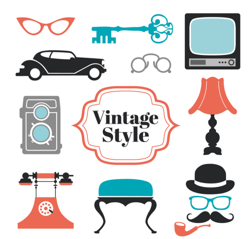 18 models of vintage style element vector material