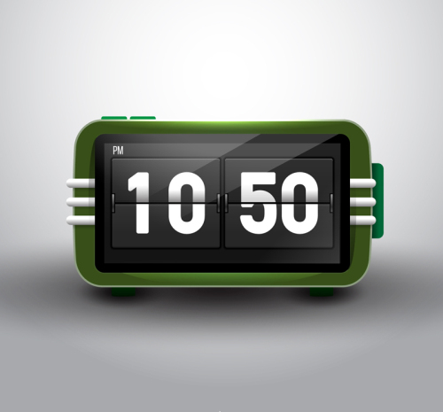 Green flip clock design vector material