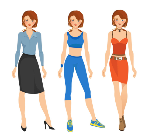 3 fashion girl vector material