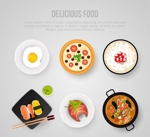 6 a plan view of delicious food vector material