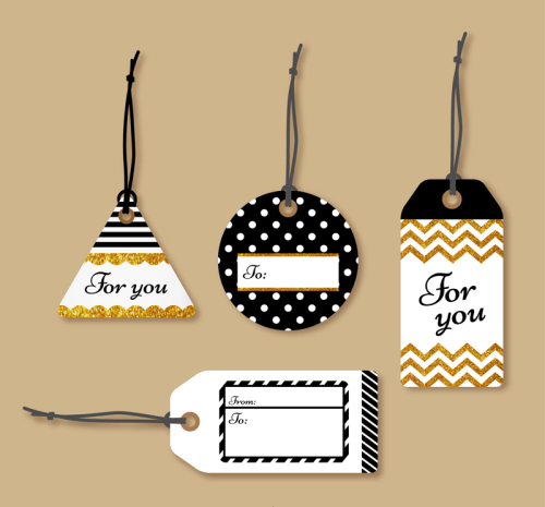 4 Creative message card tag vector material