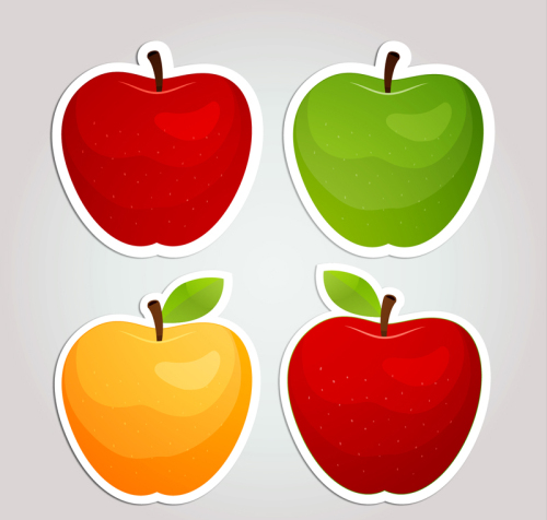 4 Creative Apple Stickers vector material