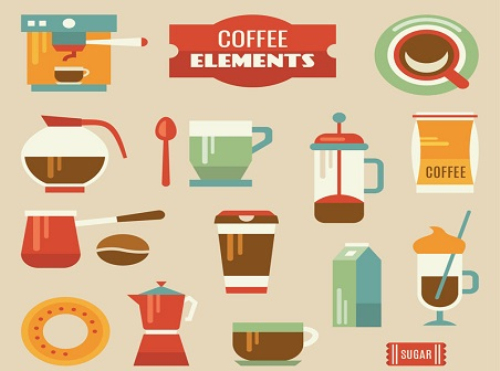 14 creative coffee elements vector